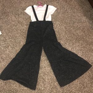 Girls bell bottom overall set with shirt